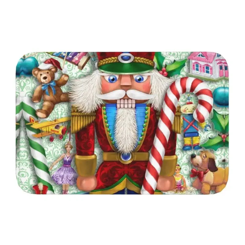 Axyaa Christmas Nutcracker Welcome Mat: Festive Home Decor Anti-Slip Carpet