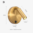Axyaa Nordic Rotating Wall Lamp Sconce, Modern Minimalist Reading Light, 3W, Black Brass