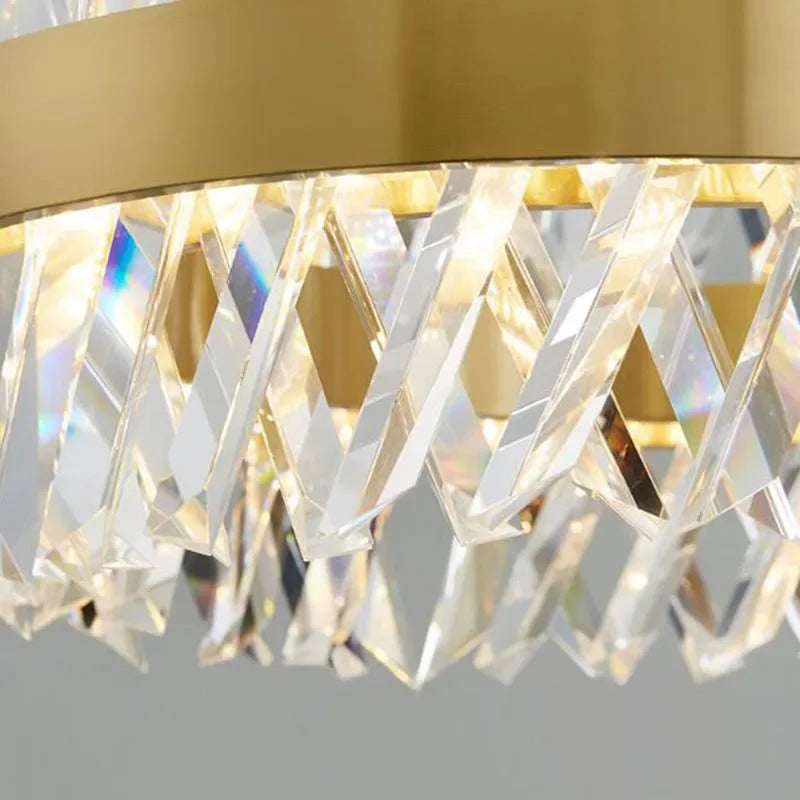 Axyaa Crystal Pendant Light: Modern Semi Round Hanging Room Lamp