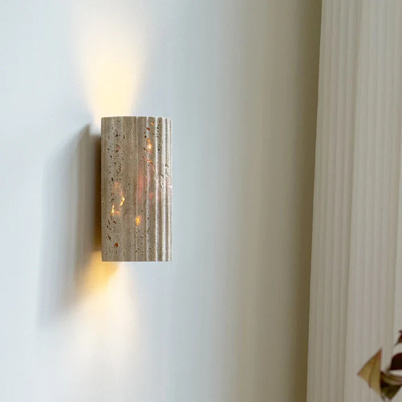 Axyaa Yellow Travertine LED Wall Lamps - Nordic Modern Stair Light Fixtures