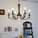 Axyaa Retro Black Metal Candle Chandelier Pendant Lights for Living Room and Bedroom
