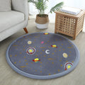 Axyaa Coral Fleece Round Carpet for Bedroom and Living Room Decor, Camel Gray Rugs
