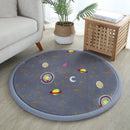 Axyaa Coral Fleece Round Carpet for Bedroom and Living Room Decor, Camel Gray Rugs