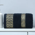 Axyaa Geometric Jacquard Embroidered Oversized Bath Towel Green Black