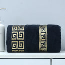 Axyaa Geometric Jacquard Embroidered Oversized Bath Towel Green Black