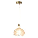 Axyaa Retro Flower Copper Hanging Lamp Crystal Glass Chandelier for Bedroom & Study
