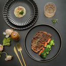 Axyaa Black Frosted Ceramic Steak Plates for Home & Commercial Use
