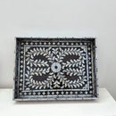 Axyaa Black Mother-of-Pearl Shell Tray: Home Organizer & Decoration