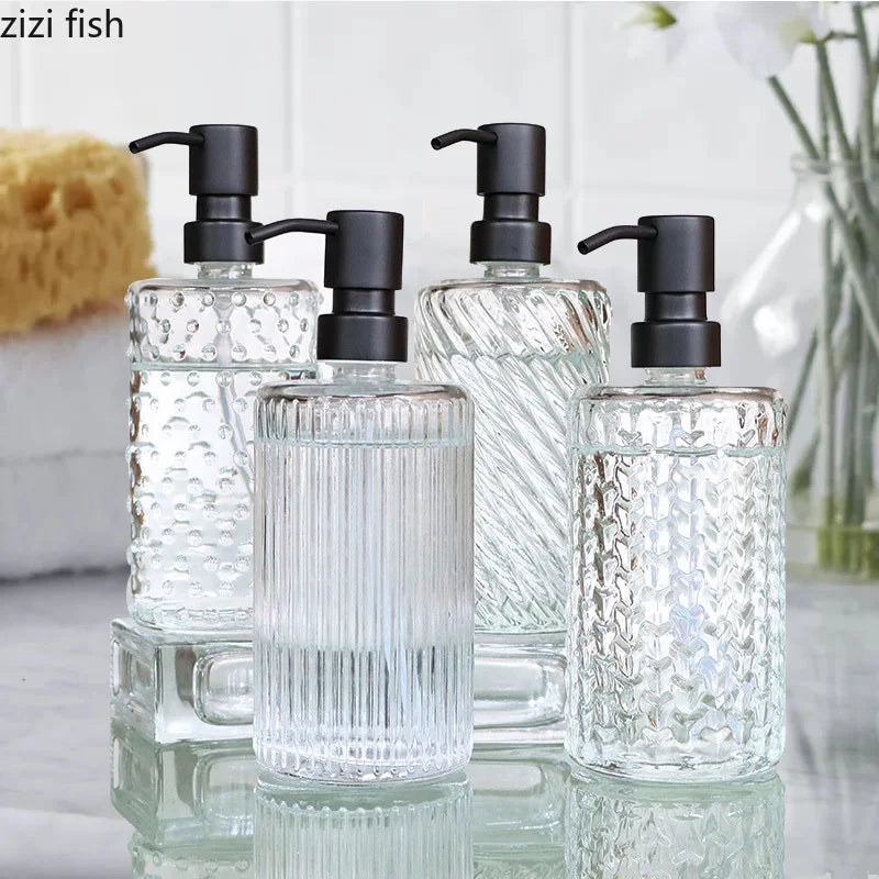 Axya Stainless Steel Pump Lotion Bottle Set - Bathroom Dispenser for Soap, Shampoo & Shower Gel