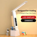 Axyaa LED Desk Lamp with Calendar Temperature Clock Night Light, USB Dimmable Touch