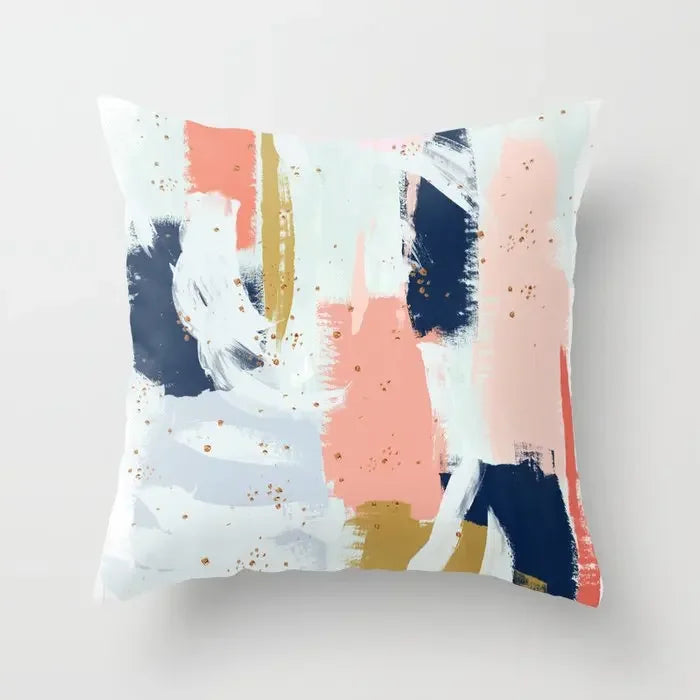 Axyaa Geometric Sunset Rainbow Pink Pillowcase