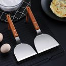 Axyaa Stainless Steel Wooden Handle Teppanyaki Frying Spatula Turners Kitchen Utensils