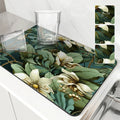 Tropical Palm Drying Mat by Axyaa: Absorbent Anti-Slip Coffee Mat & Table Placemat