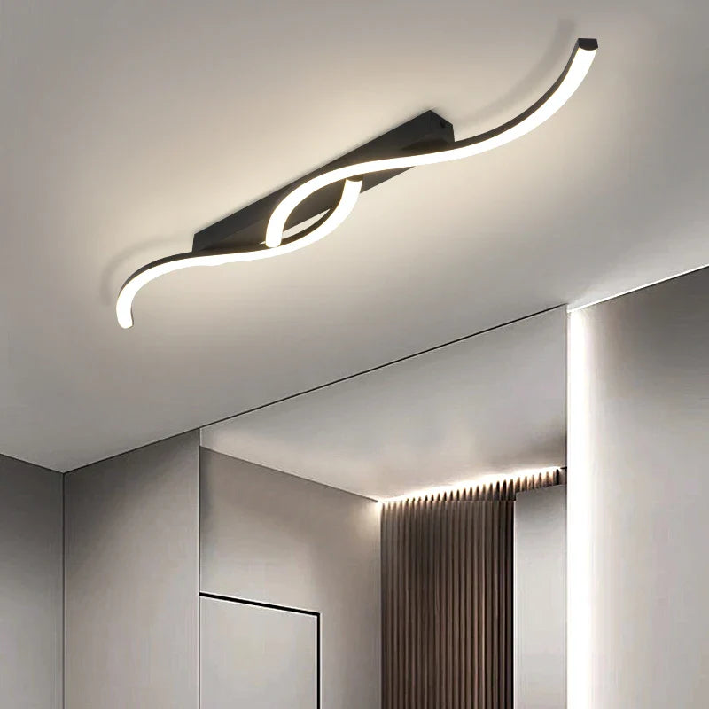 Axyaa Black Aluminum LED Ceiling Light for Modern Minimalist Home Interiors.