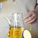 Axyaa Clear Glass Oil Bottle with Scale and Handle - Heat-resistant Soy Vinegar Sauce Container