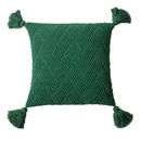 Axyaa Twill Knit Cushion Cover 45x45cm - Solid Pillow Case with Tassels