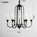 Axyaa Black Iron Crystal Chandelier Candle Lamp for Country Living Room