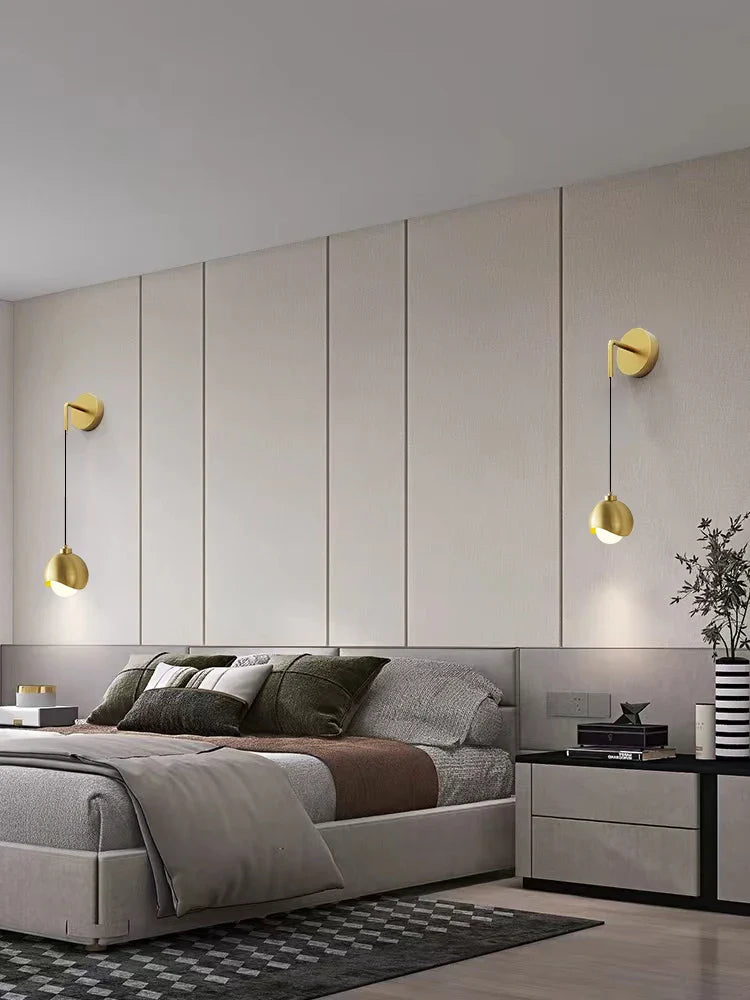 Axya Nordic Brass Glass Ball Wall Lamp for Bedroom Living Room Study Aisle