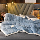 Axyaa Cozy Winter Double-sided Quilted Lamb Wool Blanket