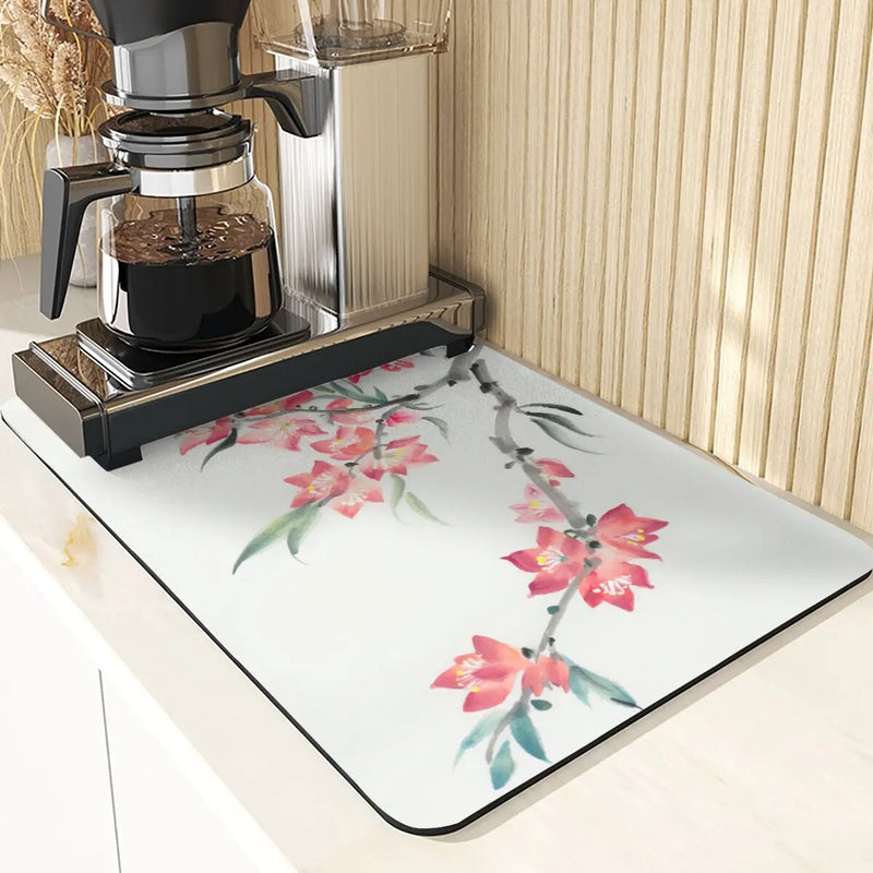 Axyaa Chinese Style Flowers Pattern Cup Mat Set for Dining Table