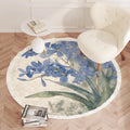 Axyaa Plush Flower Pattern Round Carpet: Soft Bedroom Rug for Living Room Décor