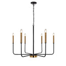 Axya LED Gold & Black Candle Chandelier: Modern American Living Room Light