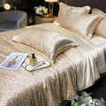 Axyaa Floral Silk Bedding Set Duvet Cover Sheet Pillowcase Luxury Soft Bedsheet