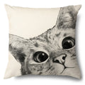 Axyaa Cartoon Kitty Cat Linen Pillowcase for Bed, Couch, and Sofa Décor