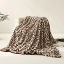 Axyaa Leopard Print Rabbit Plush Sofa Blanket: Stylish, Warm & Comfortable Home Decor