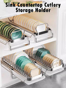Axyaa Pull-Out Countertop Cutlery Storage Drainer for Kitchen Dish & Cup