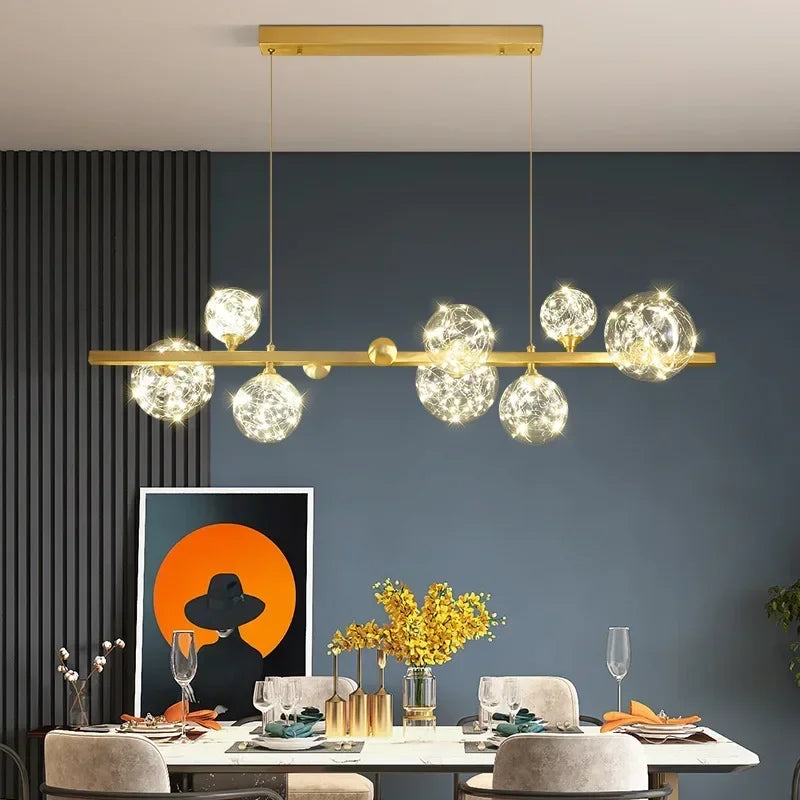 Axyaa Starry Round Pendant Light: Modern, Luxury, Minimalist for Living, Dining, Bedroom.