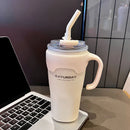 Axyaa 650ml Stainless Steel Thermal Cup with Handle and Straw