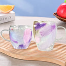 Axyaa Double Wall Glass Coffee Mug with Handles - Clear Milk Cup