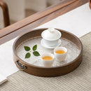 Axyaa Acrylic Bamboo Tea Tray with Fruit Pastry Handle - Minimalist Home Kitchen Tray