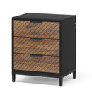 Axyaa White/Gold Light Wood Grain Nightstands with 3 Drawers Tables