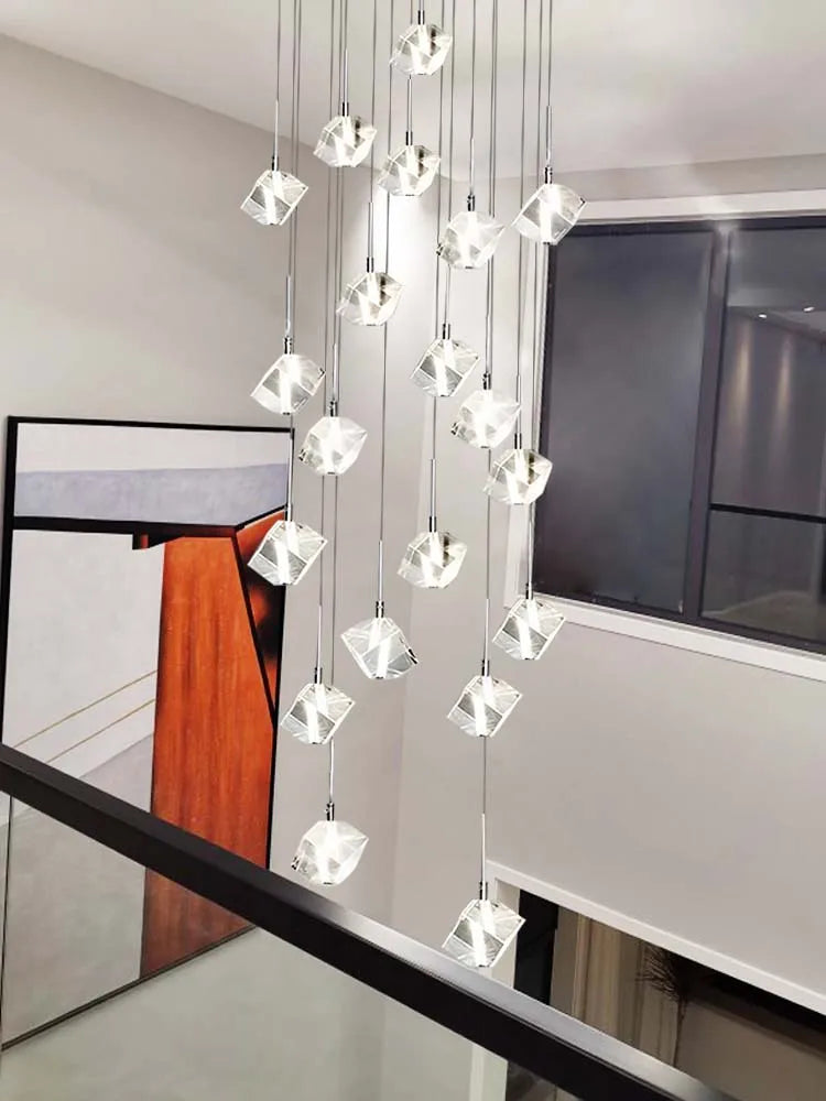 Axyaa Modern Crystal Staircase Chandelier for Luxury Living Room