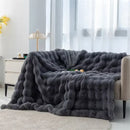 Luxurious Toscana Rabbit Fur Blanket by Axyaa: Soft Double-sided Bubble Fleece Blanket