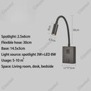 Axyaa LED Gooseneck Wall Lamp USB with Switch Bedroom Bedside Light