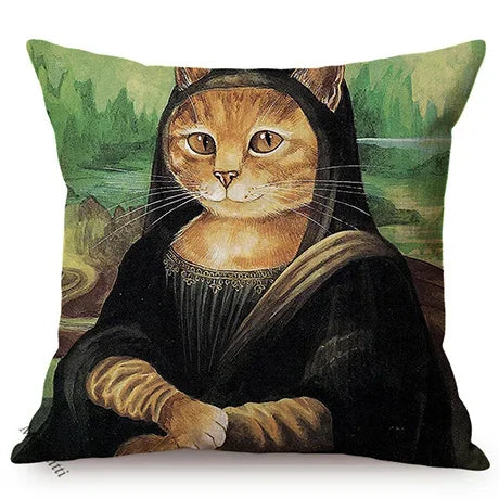 Axyaa Cat Portrait Nordic Art Pillow Cover