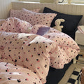 Axyaa Pink Grid Bedding Set 2025 Queen Full Size Flat Sheet Duvet Cover Pillowcase