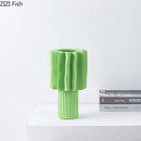 Axyaa Green Ceramic Vase: Irregular Wrinkle Design for Floral Arrangements