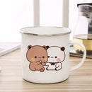 Milk Mocha Bear Enamel Cup - Axyaa Cute Animal Couple Gift