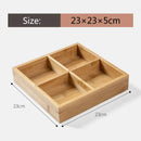 Axyaa Bamboo Partition Plate Set, Square & Circular Dried Fruit Tray, Snack Storage Basket