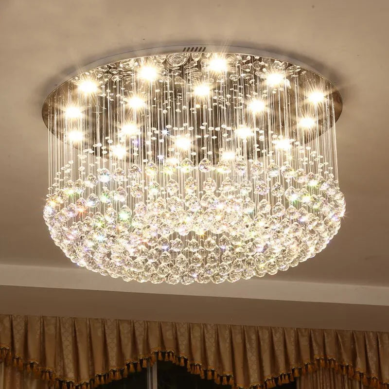Axyaa Luxury K9 Crystal LED Chandelier - Modern Round Ceiling Light for Home Decor, Living Dining Room, Bedroom & Lobby