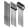Axyaa 12-Piece Luxury Korean Tableware Set - Stainless Steel Cutlery Fork Spoon Chopsticks