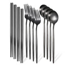 Axyaa 12-Piece Luxury Korean Tableware Set - Stainless Steel Cutlery Fork Spoon Chopsticks