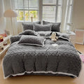 Axyaa Tafu Fleece Four-Piece Bed Sheet Set - Solid Color, Thick & Warm