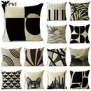 Axyaa Geometric Prints Linen Pillowcase - Square Cushion Cover for Bedroom and Car