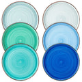 Axyaa Spiral Tableware Set 8.5 Inch Multicolor Blue Handpainted Small Dessert Plate, 6/12 Piece
