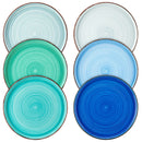 Axyaa Spiral Tableware Set 8.5 Inch Multicolor Blue Handpainted Small Dessert Plate, 6/12 Piece
